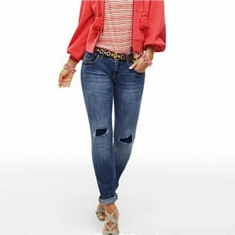 cabi slim boyfriend jeans women’s size 4 distressed
